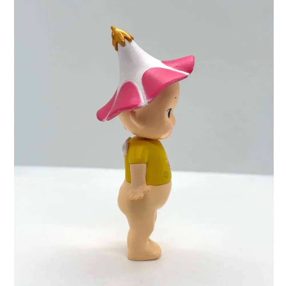 New Unbranded Kewpie/Angel Collectible Mini Figure, Pink Flower, Open Box